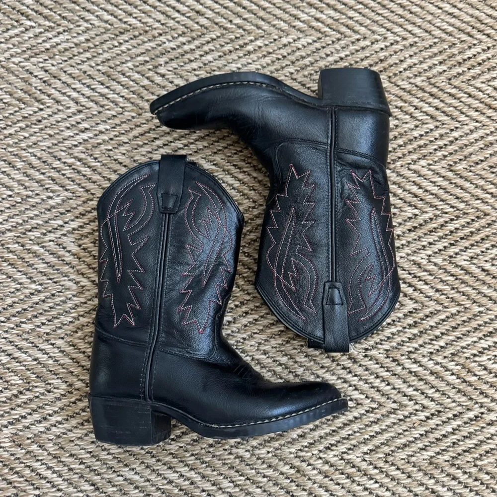 Old West Kids Black‎ Western Pull On Boots Size 12.5